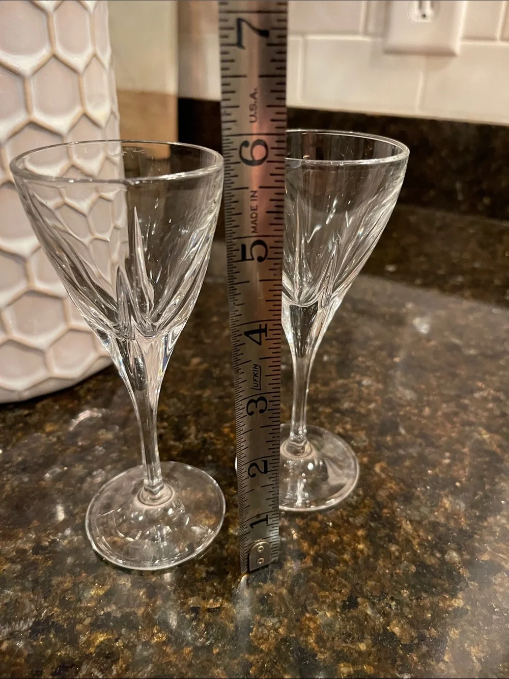 Clear 6” Leaf-free Crystal Barksi  Sherry or Cordial Glasses - Set of 2